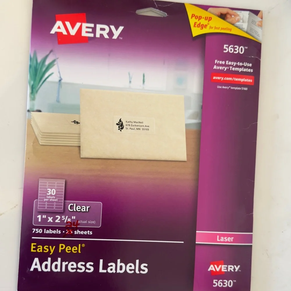AVERY® 15660 Matte Clear Address Labels Sure Feed™' Technology Laser 1